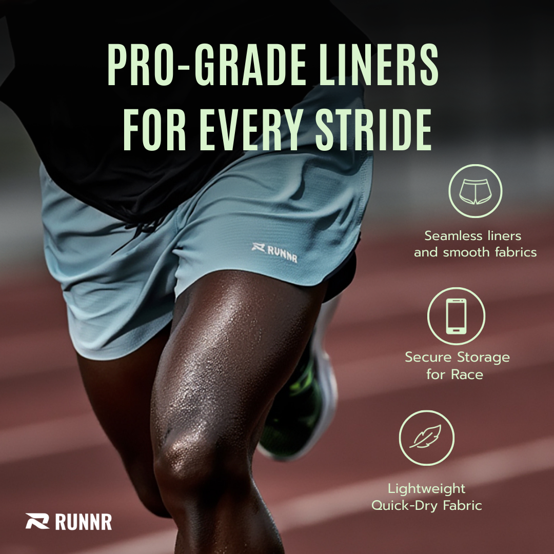 STRAVIX Pantaloncini da maratona 2 in 1 — Cintura integrata