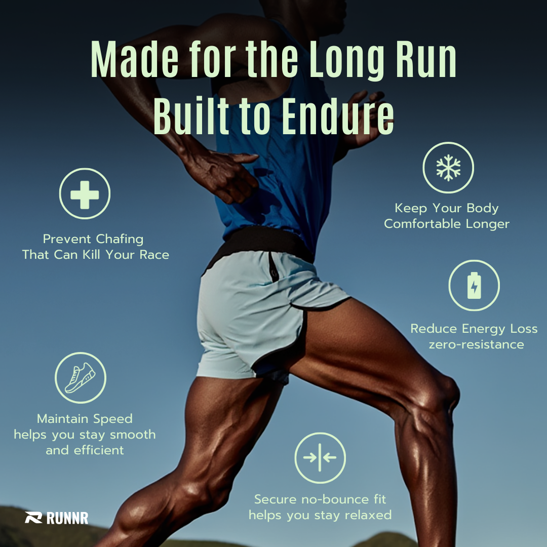 STRAVIX Pantaloncini da maratona 2 in 1 — Cintura integrata